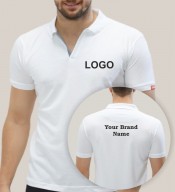 Unisex White Polo Collar T-shirt with Multi Color Printing