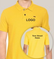 Unisex Yellow Polo Collar T-shirt with 2 Color Printing