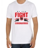 Unisex-Fight Corona White Round Neck Dri-Fit Tshirt