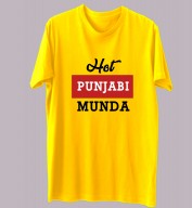 Unisex-Hot Punjabi Munda Yellow Round Neck Dri-Fit Tshirt