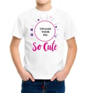 Kids-So Cute White Round Neck Dri Fit T-shirt with your Photo