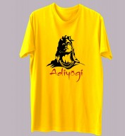 Unisex- Adiyogi Yellow Round Neck Dri-Fit Tshirt
