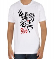 Unisex- Bhole White Round Neck Dri-Fit Tshirt