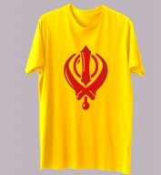 Unisex- Holy Khanda Yellow Round Neck Dri-Fit Tshirt