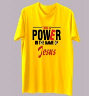Unisex- Power in the Name of Jesus Yellow Round Neck Dri-Fit Tshirt