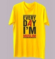 Unisex- Everyday I am Muslim Yellow Round Neck Dri-Fit Tshirt