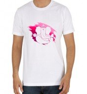 Unisex- Lord Ganesh White Round Neck Dri-Fit Tshirt
