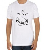 Unisex- Lord Ganesh White Round Neck Dri-Fit Tshirt