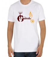 Unisex- Lord Ganesh White Round Neck Dri-Fit Tshirt