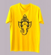 Unisex- Lord Ganesh Yellow Round Neck Dri-Fit Tshirt