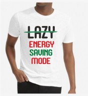 Unisex- Energy Saving Mode Typography White Round Neck Dri-Fit Tshirt