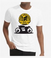 Unisex- Biker White Round Neck Dri-Fit Tshirt