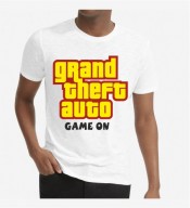 Unisex Grand Theft Auto White Round Neck Dri-Fit Tshirt