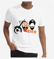 Unisex- Yhe Sikh Rider White Round Neck Dri-Fit Tshirt