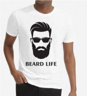 Unisex Beard Life White Round Neck Dri-Fit Tshirt