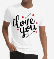 Unisex I Love you White Round Neck Dri-Fit Tshirt