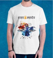 Unisex Shiva White Round Neck Dri-Fit Tshirt