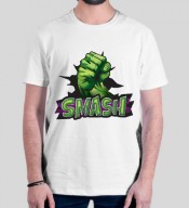 unisex Smash White Round Neck Dri-Fit Tshirt