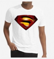 Unisex- Superman White Round Neck Dri-Fit Tshirt-008