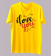 Unisex- I Love You Yellow Round Neck Dri-Fit Tshirt