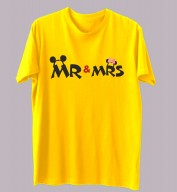 Unisex- Mr & Mrs Yellow Round Neck Dri-Fit Tshirt