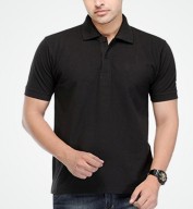 Men's Black Matte Polo Collar Tshirt