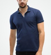 Men's Navy Blue Matte Polo Collar Tshirt
