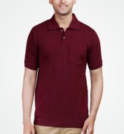 Men's Maroon Matte Polo Collar Tshirt
