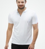 Men's White Matte Polo Collar Tshirt