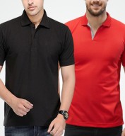 Combo Pack Of 2 Men's Polo Tshirt-Black,Red