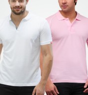 Combo Pack Of 2 Men's Polo Tshirt-White,Pink