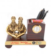 Ganesh & Lakshmi Idol with Pen Stand and Clock
