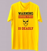 Unisex- Warning Corona Virus Yellow Round Neck Dri-Fit Tshirt