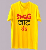 Unisex-Swag Jatt Da Yellow Round Neck Dri-Fit Tshirt