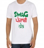 Unisex-Swag Jatt Da White Round Neck Dri-Fit Tshirt