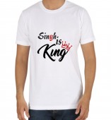 Unisex-Singh Is King White Round Neck Dri-Fit Tshirt