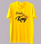 Unisex-Singh Is King Yellow Round Neck Dri-Fit Tshirt
