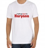 Unisex-I Left My Heart In Haryana White Round Neck Dri-Fit Tshirt