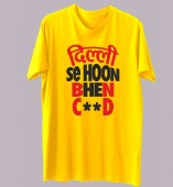 Unisex-Delhi Se Hu Yellow Round Neck Dri-Fit Tshirt
