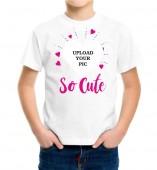 Kids-So Cute White Round Neck Dri Fit T-shirt with your Photo