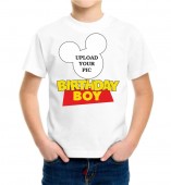 Kids-Birthday White Round Neck Dri Fit T-shirt with your Photo