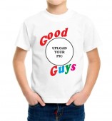 Kids-Good Guys White Round Neck Dri Fit T-shirt with your Photo