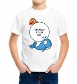 Kids-Dolphin White Round Neck Dri Fit T-shirt with your Photo