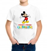 Kids-Mickey Mouse White Round Neck Dri Fit T-shirt