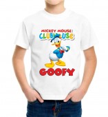 Kids-Mickey Mouse White Round Neck Dri Fit T-shirt