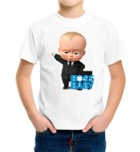 Kids-Boss Baby White Round Neck Dri Fit T-shirt