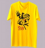 Unisex- Bhole Yellow Round Neck Dri-Fit Tshirt