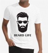 Unisex Beard Life White Round Neck Dri-Fit Tshirt