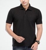 Men's Black Matte Polo Collar Tshirt