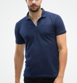 Men's Navy Blue Matte Polo Collar Tshirt